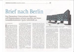 Zeitungsartikel Brief nach Berlin